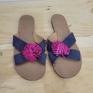 J. Crew leather sandals pom pom detail 9